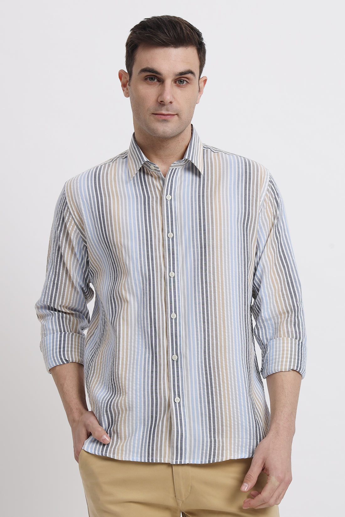 Multicolour Striped Seersucker Shirt