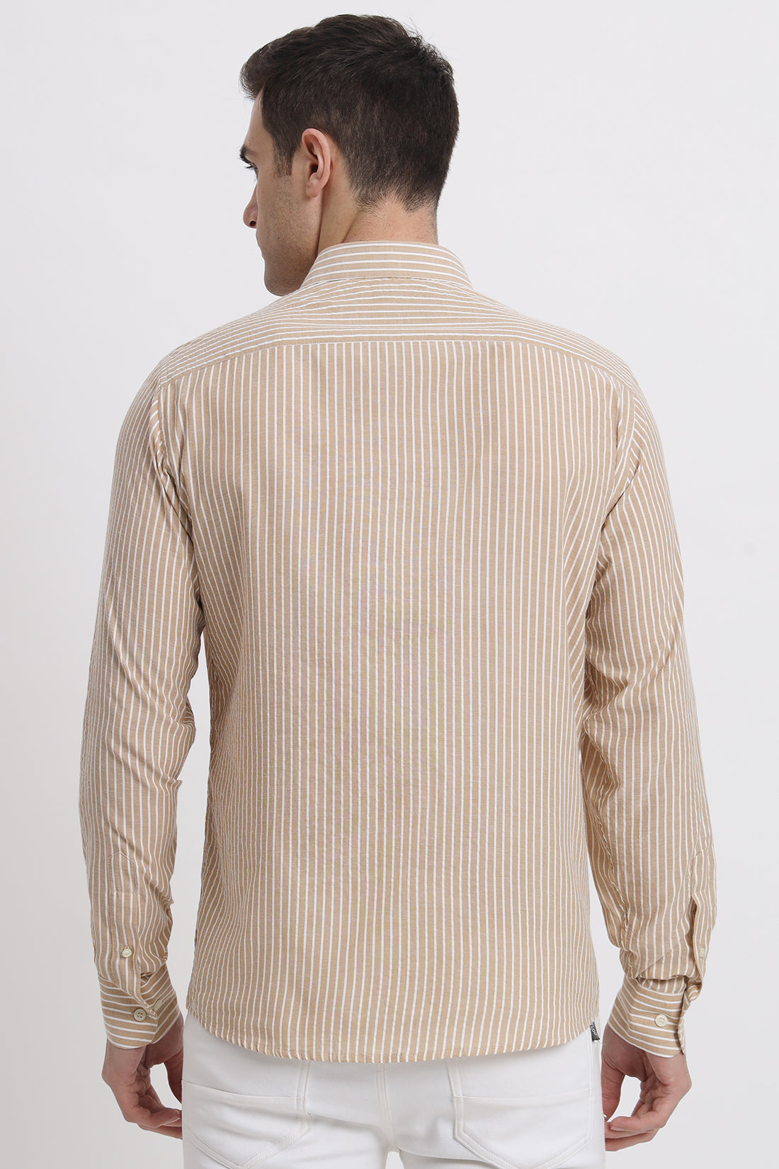 Brown Striped Seersucker Shirt