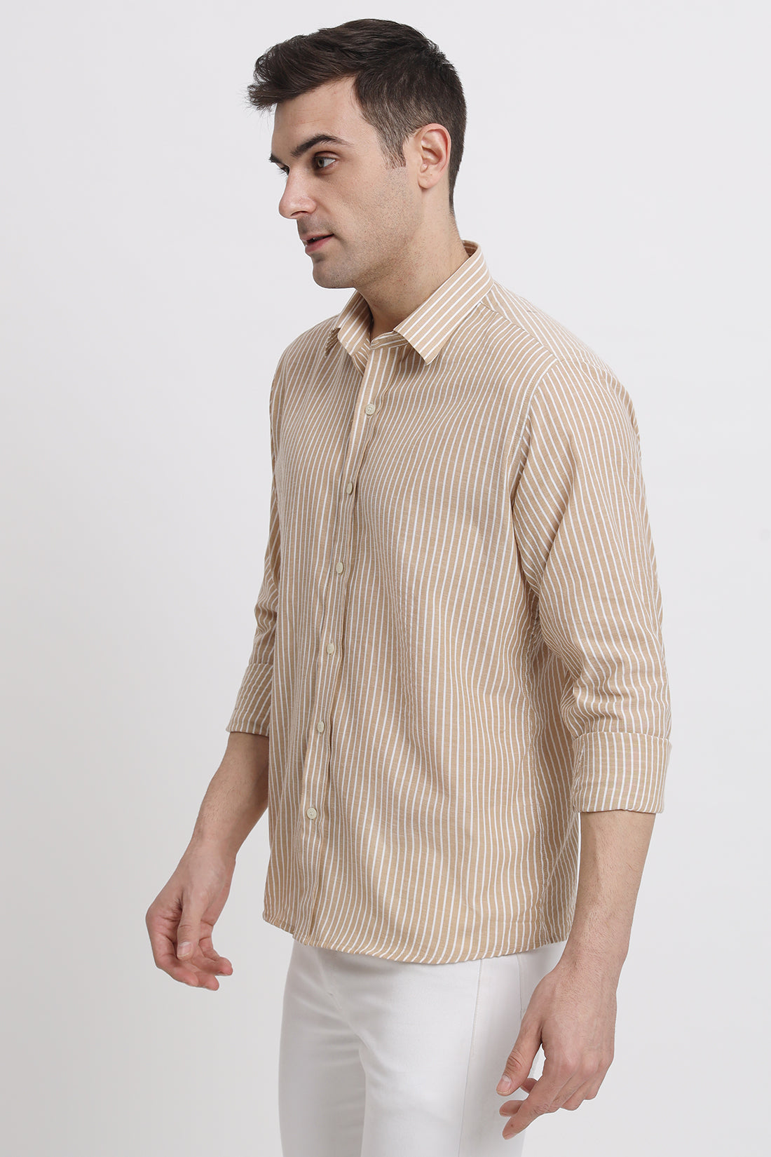 Brown Striped Seersucker Shirt