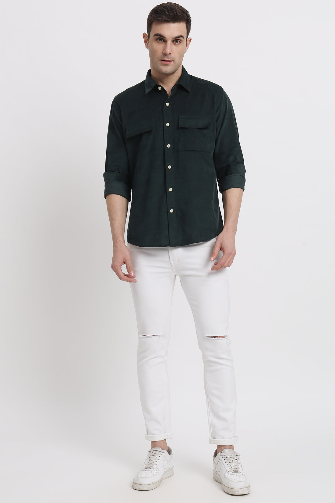 Bottle Green Summer Corduroy Shirt