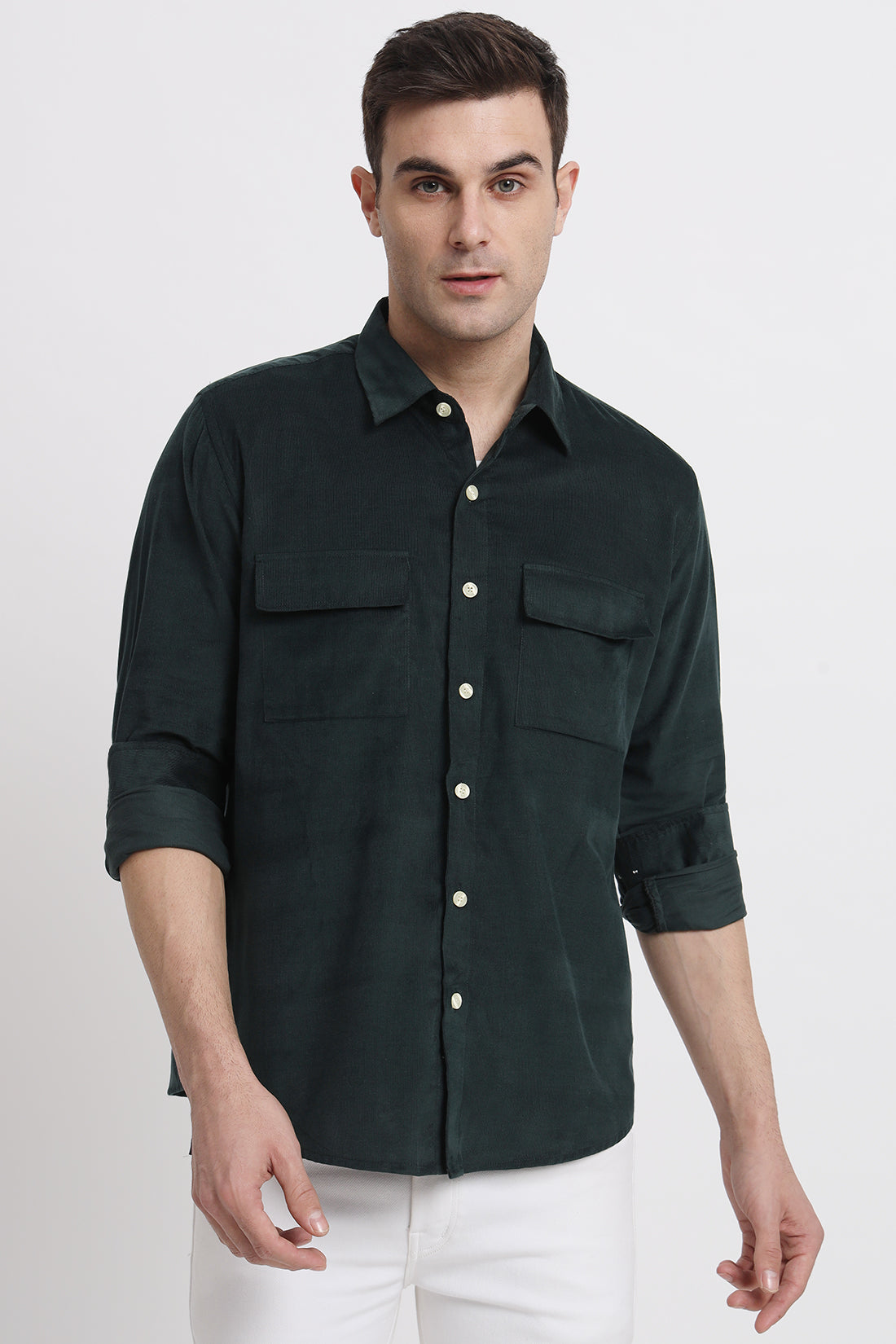 Bottle Green Summer Corduroy Shirt