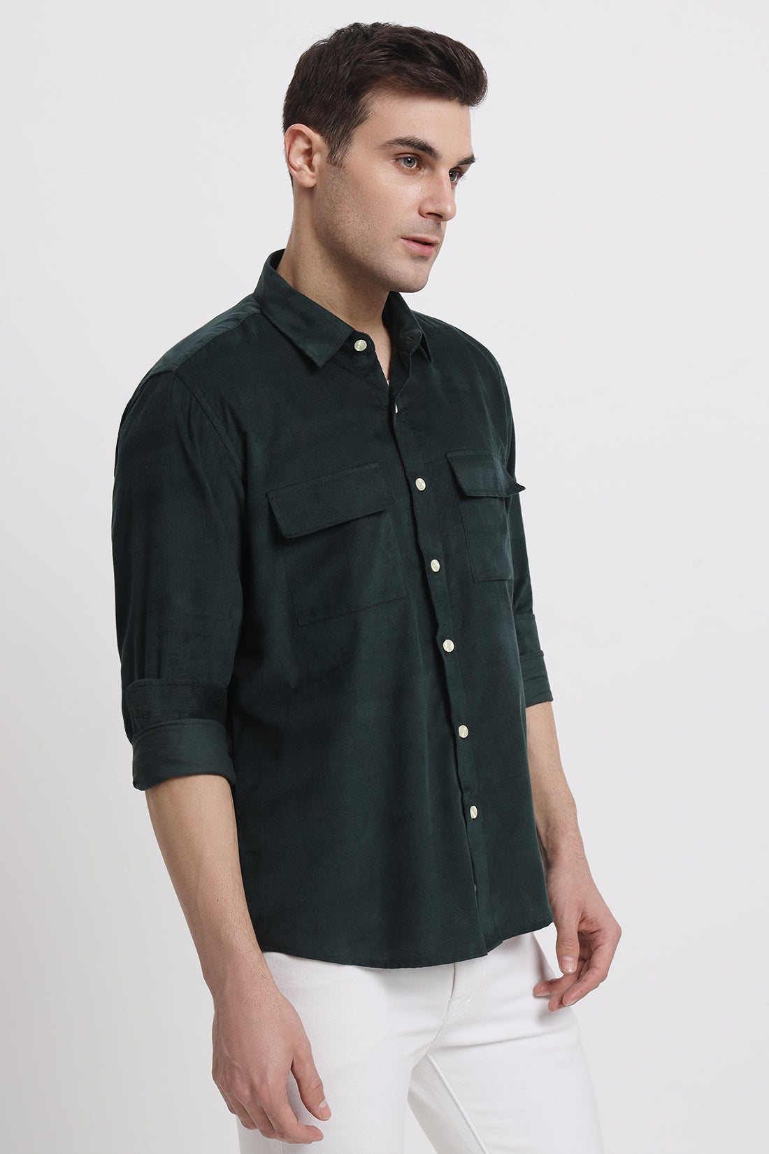 Bottle Green Summer Corduroy Shirt