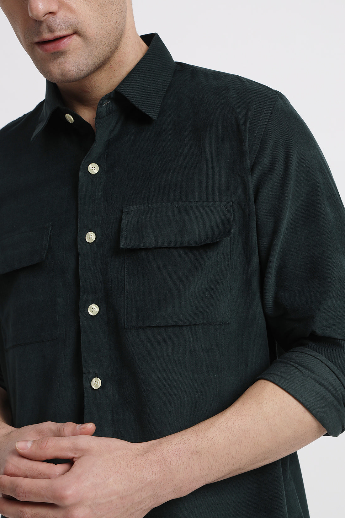 Bottle Green Summer Corduroy Shirt