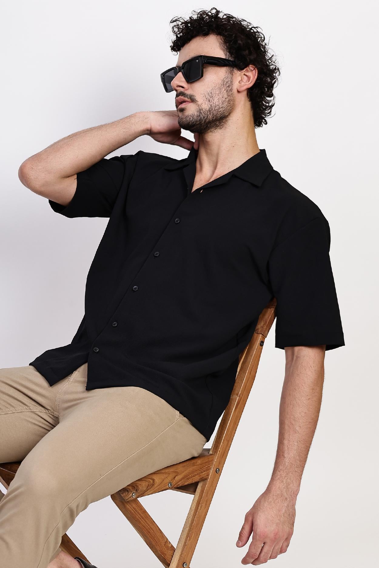 Black Textured Shirt