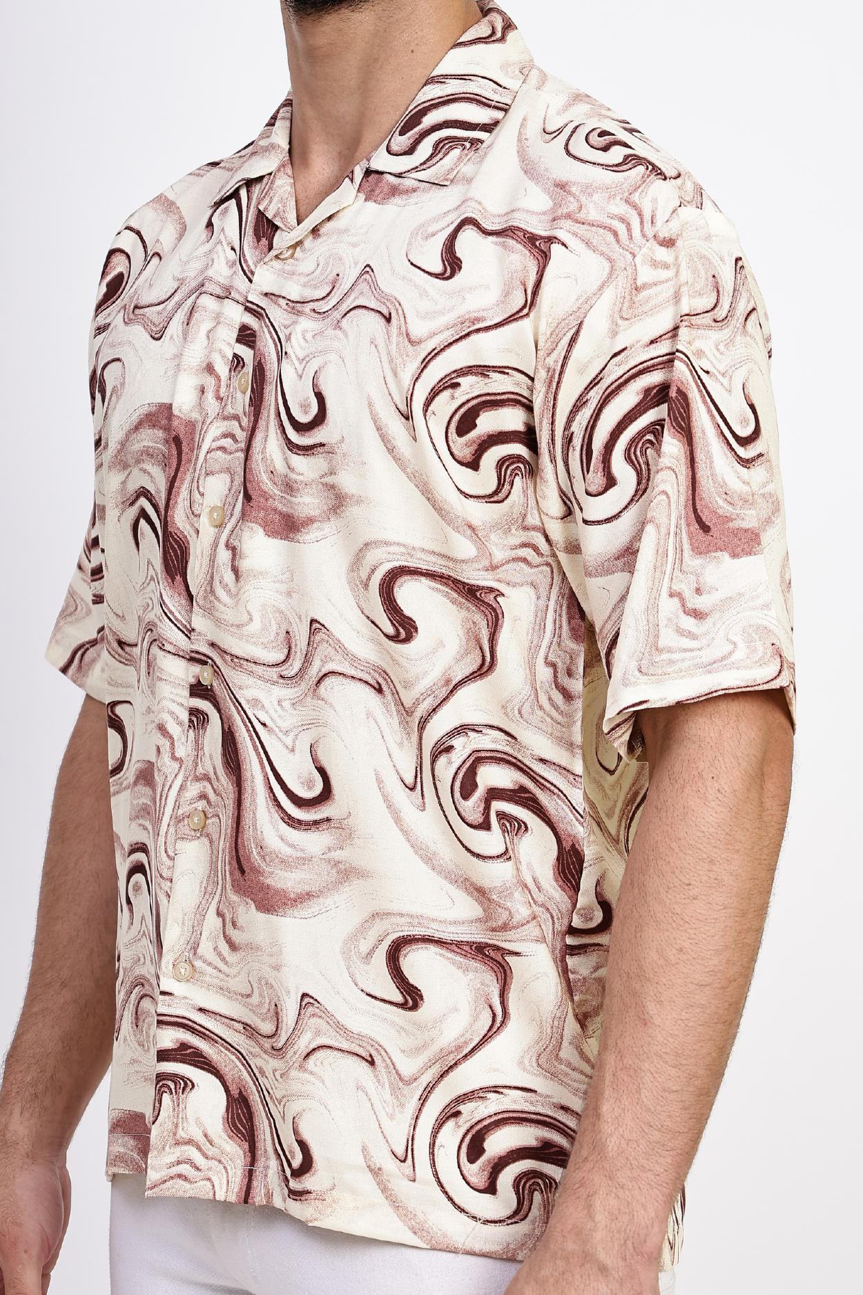 Beige Distorted Print Shirt