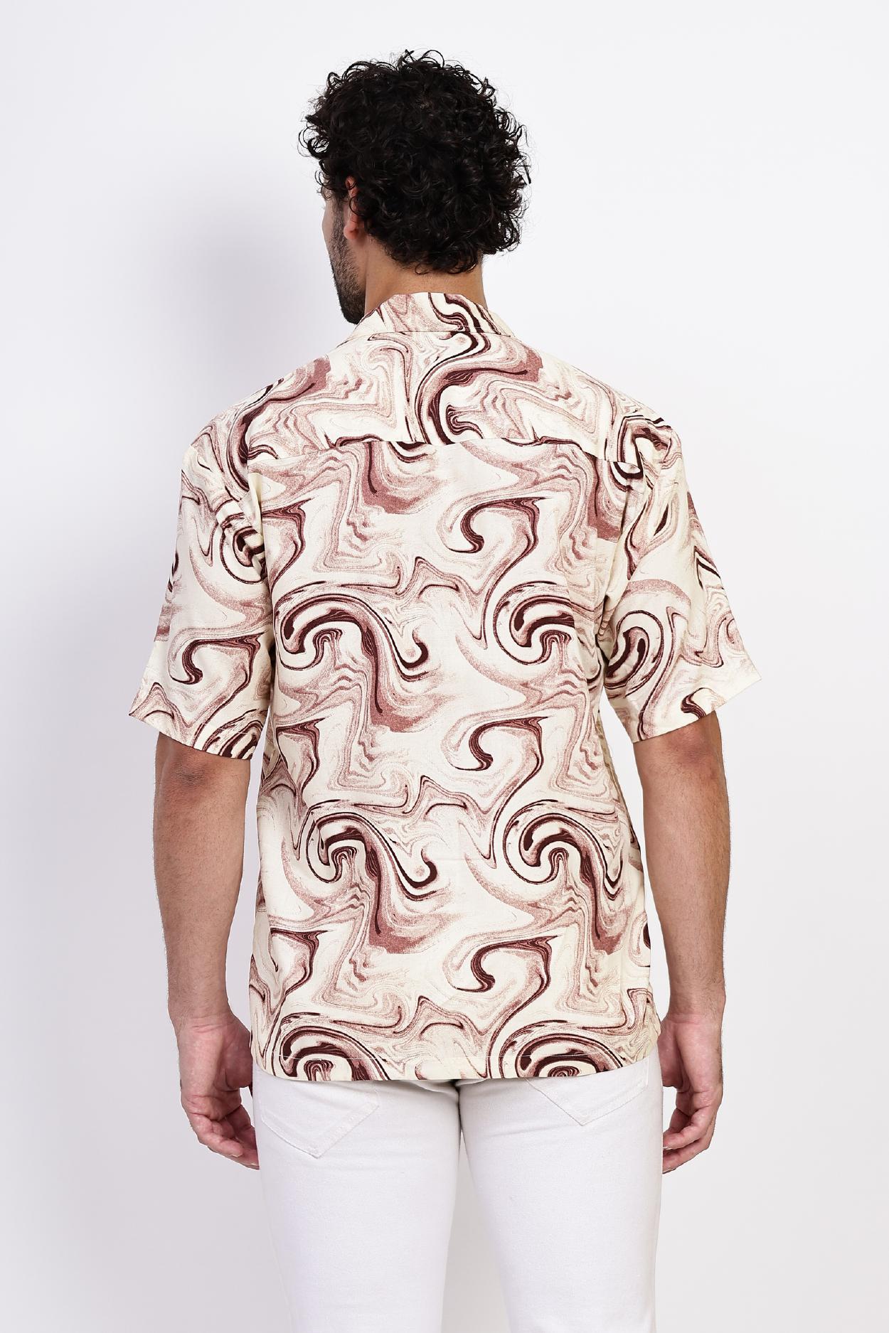 Beige Distorted Print Shirt